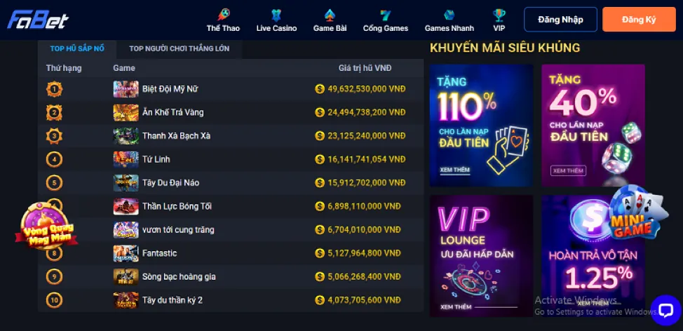 Tỷ lệ thắng cược cao 39bet7